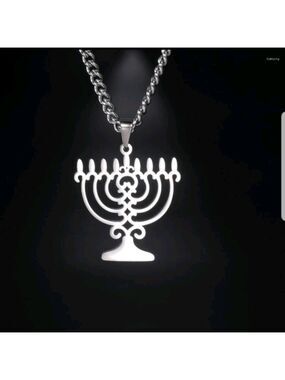 𝅺hanukkah Candle Pendant Necklace, stainless steel